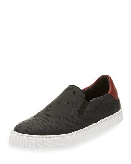 burberry perforated check leather slip on trainers|Burberry Check terrace shoes.